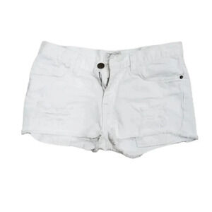 Current/Elliott White Denim Distressed Jean Shorts 25